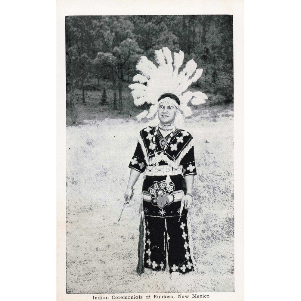 Vintage Mescalero Apache Ceremonials Ruidoso New Mexico Postcard Etch Tone - Picture 1 of 2